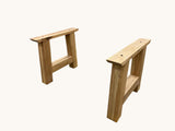 H-Design Tischgestell massiv Eiche 2er Set