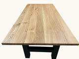 Tisch mit Massivholzplatte Eiche und Metall Tischgestelle im H-Design