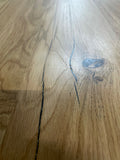 Tisch Massivholzplatte Eiche mit Tischgestell Eiche massiv im H-Design