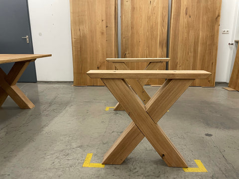 X-Design Tischgestell massiv Eiche 2er Set